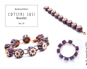 Beading Pattern Tutorial Step by step INSTANT download PDF - Crystal Susi Bracelet No 70