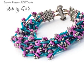 Freeform Bracelet Pattern • Herringbone Beading Tutorial • Bugle & Lentil Bead Bracelet