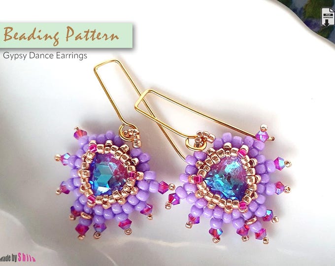Beaded Earrings RAW Pattern: Seed Beads, Crystals, Pearls (PDF Tutorial)