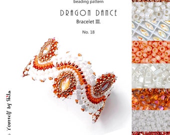 Jewelry making Kit - Beading Kit with high quality Japanese beads and crystals - Dragon Dance Reloaded II. Bracelet No 26 Rose Gold / White