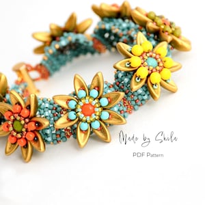Perlen Armband PDF | "Anleitung für RAW-Rocailles ""Golden Flower"" & Chili Bead"