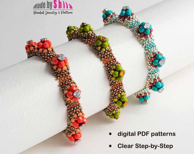 Beaded Gear Bracelet Pattern: Seed Beads & Fire-Polished Beads (PDF Tutorial)