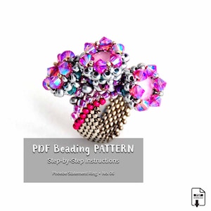 Padrão de anel com miçangas • Tutorial de joias em ponto peiote e ponto cru (PDF)