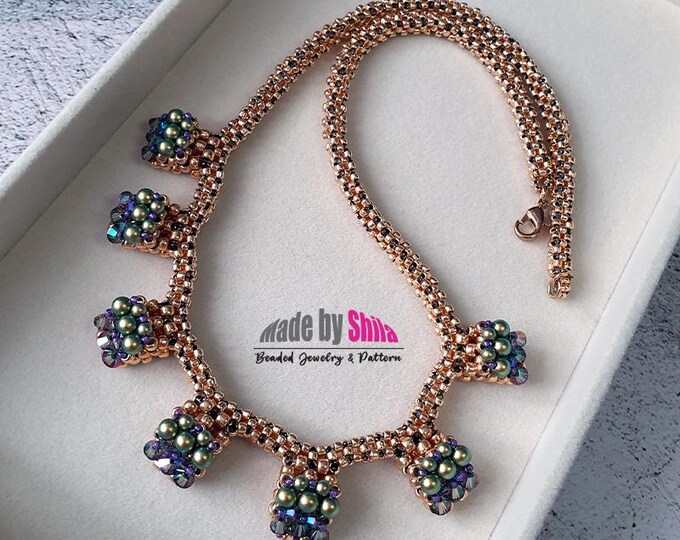 Beaded Necklace Pattern: Seed Beads, Crystals, Pearls (PDF Download No 63)