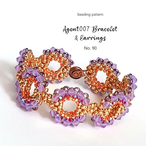 Beaded Bracelet & Earrings Pattern: Seed Bead Crystal Jewelry Tutorial (PDF Download)