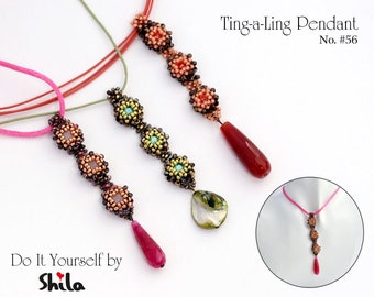 Beading Pattern Tutorial Step by step INSTANT download PDF - Ting-a-ling Pendant No 56