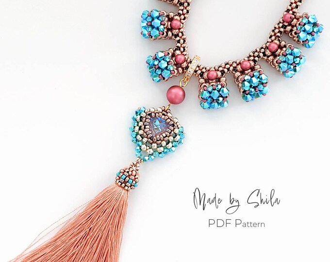 Seed Bead Necklace, Earrings & Tassel Patterns PDF •  Crystals and Pearls • 3 Beading Tutorials