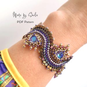 Patrón para pulsera de cuentas: cuentas de cristal, semillas y cubos (descarga en PDF)