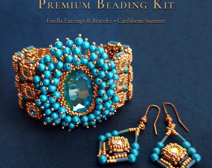 Caribbean Summer Beading Kit • Bracelet & Earrings Set • Pattern Included • Free US Shipping