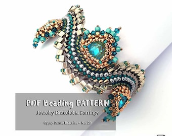 Beaded Bracelet Pattern: Crystal, Seed and Cube Beads (PDF Download)