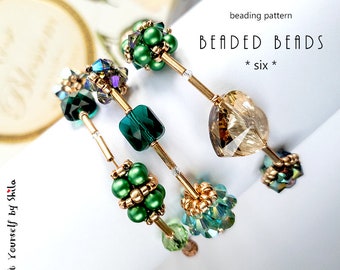 Jewelry making - Beading Pattern Tutorial Step by step INSTANT download PDF - Beaded Bead * six *