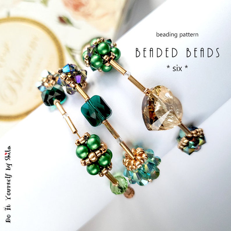 Jewelry making Beading Pattern Tutorial Step by step INSTANT download PDF Beaded Bead six image 1