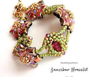 Zanzibar Bracelet Pattern: Seed Bead & Crystal Jewelry Tutorial (PDF Download)
