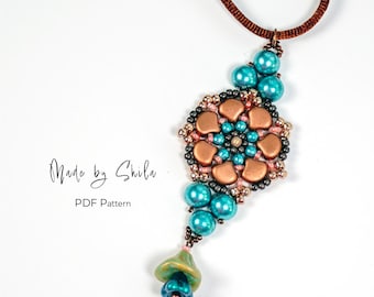 Beaded Pendant, Earrings Pattern PDF • Cabochon, Ginkgo Beads • Beginner Friendly Tutorial (2 PDFs)
