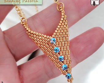 Peyote Stitch Triangle Pendant Pattern PDF • Geometric Seed Bead Necklace Tutorial • Instant Download