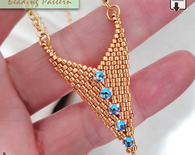 Peyote Stitch Triangle Pendant Pattern PDF • Geometric Seed Bead Necklace Tutorial • Instant Download