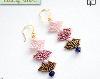 Beaded Leaf Earrings Pattern PDF  • Delica & Pearl Beading Tutorial (Digital Download)