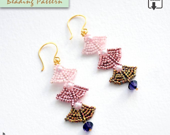Beaded Leaf Earrings Pattern PDF  • Delica & Pearl Beading Tutorial (Digital Download)