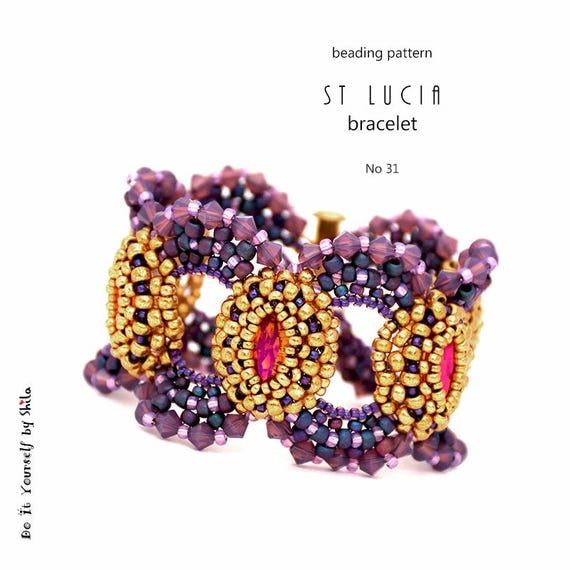 Kit Jewelry making for Bracelet with high-quality Japanese Seed beads and Austrian Crystals - St. Lucia Bracelet *LEVANDER* color version