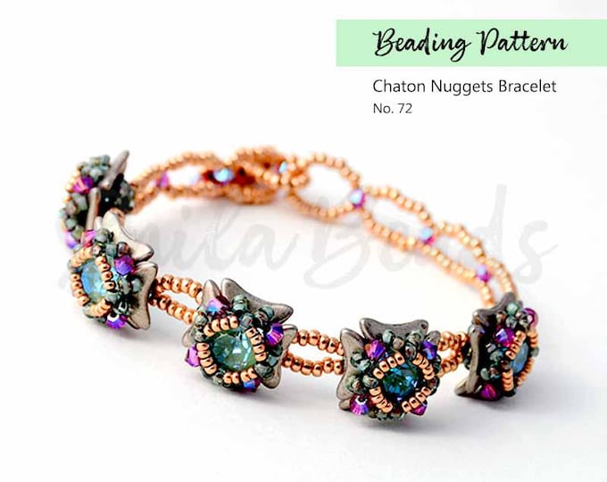 Beading Pattern RAW • Crescent bead & Crystal Chaton • Beginner Beadwork PDF