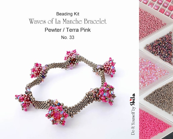 Jewellery making Kit - Beading Kit with Crystals - Waves of LaManche Bracelet Pink No 33