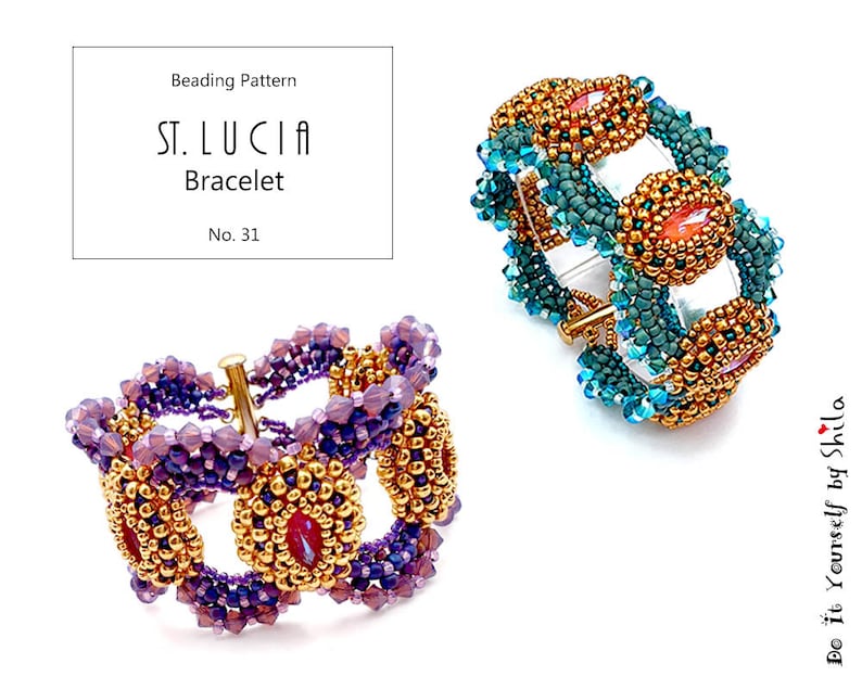 Beading Pattern Tutorial Step by step INSTANT download PDF St Lucia Bracelet No 31 image 1