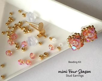 Beaded Earrings Pattern: Seed Bead, Crystal Pearl mini Four Seasons (PDF Pattern)