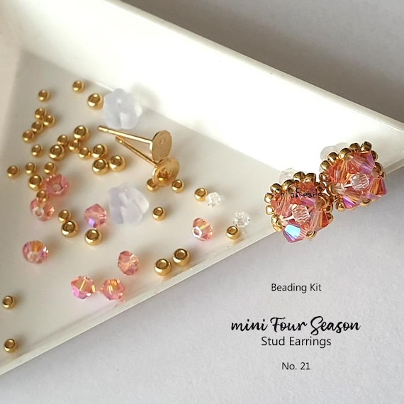 Beaded Earrings Pattern: Seed Bead, Crystal Pearl Four Seasons (PDF Pattern)
