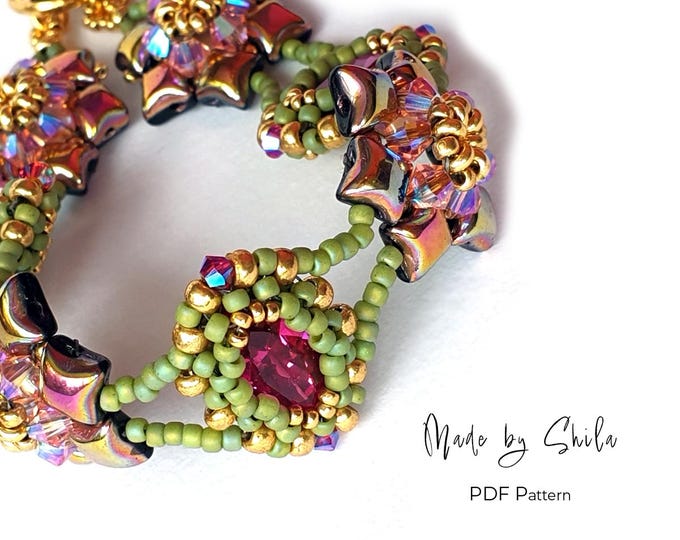Zanzibar Bracelet Pattern: Seed Bead & Crystal Jewelry Tutorial (PDF Download)