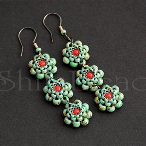 Beading Pattern Tutorial Step by step INSTANT download PDF Flower Chain Earrings No 22 image 2