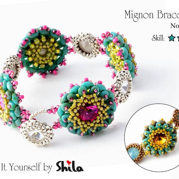 Beading Pattern Tutorial Step by step INSTANT download PDF - "Mignon" Bracelet No 15