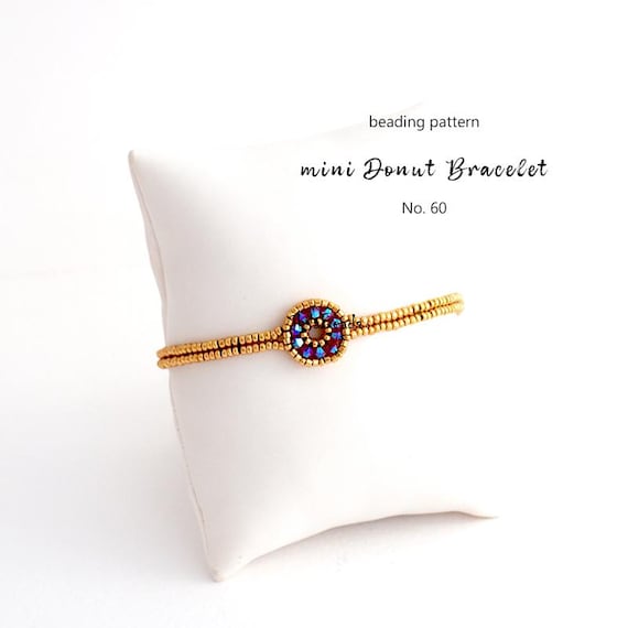 Pattern Tutorial - Jewelry Making, Beaded Bracelet with seed beads, crystals and pearls - mini Donut Bracelet No. 60