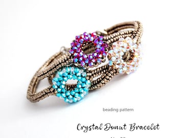 Beaded Crystal Donut Bracelet Pattern: CRAW Tutorial (PDF Download)