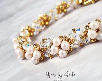 Beginner Beaded Bracelet Pattern • RAW Crystal & Pearl Tutorial • DIY Jewelry (PDF Download)