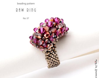 Beading Pattern Tutorial Step by step INSTANT download PDF - Asymmetric Ring II No 37