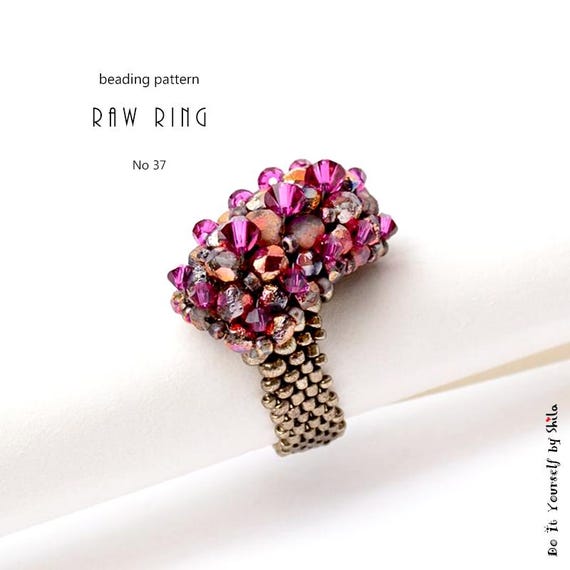 Beading Pattern Tutorial Step by step INSTANT download PDF - Asymmetric Ring II No 37