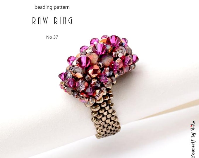 Beading Pattern Tutorial Step by step INSTANT download PDF - Asymmetric Ring II No 37