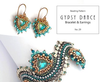 Beading Pattern Bracelet Tutorial Step by step INSTANT download PDF - Gypsy Dance Bracelet No. 29
