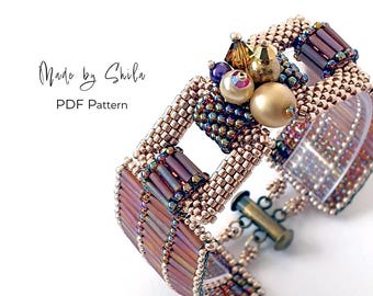 Peyote Bracelet Pattern • Beaded Cuff Tutorial PDF • Bugle Bead Bracelet