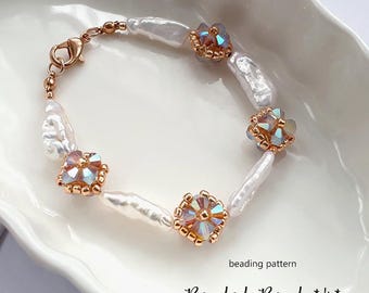 Jewelry making - Beading Pattern Tutorial Step by step INSTANT download PDF - Beaded Bead * 4 *