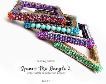 Beaded Bangle Pattern: Square Seed Bead & Crystal Jewelry (PDF Tutorial)