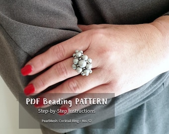 Bold Statement Seed Bead Ring • Netting & RAW Tutorial • PDF Beading Pattern