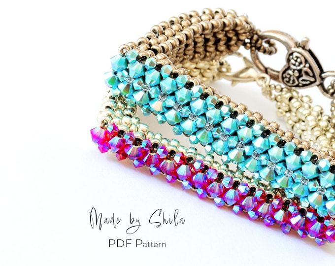 Beaded Crystal Bracelet Tutorial • Beginner CRAW Pattern with Seed Beads & Bicones