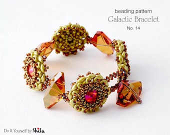 Beading Pattern Tutorial Step by step INSTANT download PDF - Galactic Bracelet No 14