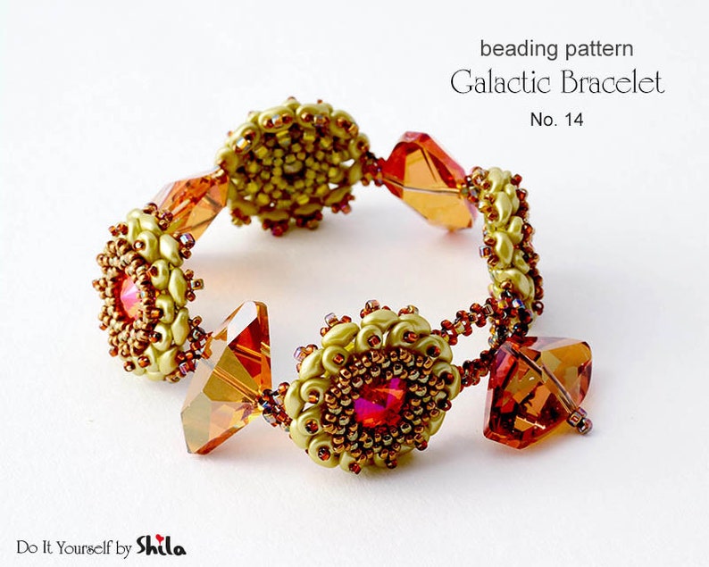 Beading Pattern Tutorial Step by step INSTANT download PDF Galactic Bracelet No 14 image 1