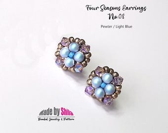Beaded Pearl Stud Earrings PDF Pattern • RAW Technique