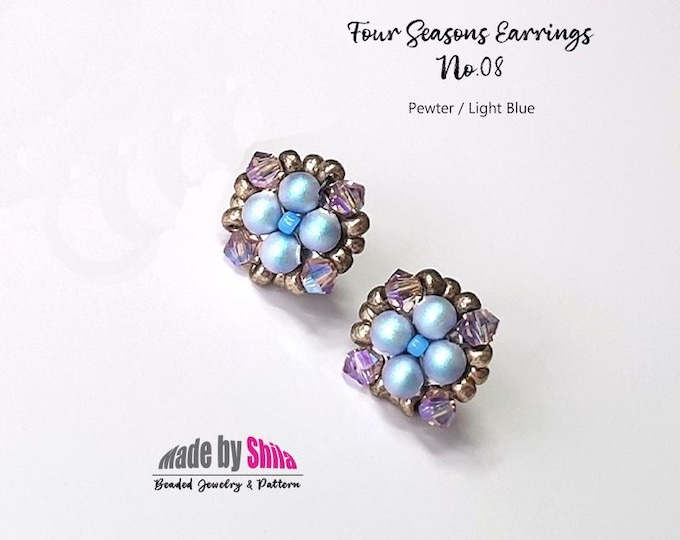 Beaded Pearl Stud Earrings PDF Pattern • RAW Technique