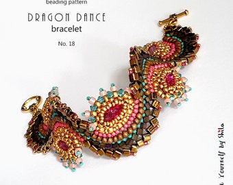 Beading Pattern Tutorial Step by step INSTANT download PDF - Dragon Dance Bracelet reloaded I. No 18