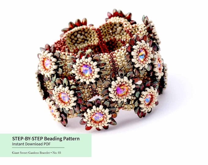 Seed Bead Bracelet Pattern: Secret Gardens Crystal Jewelry (PDF Download)
