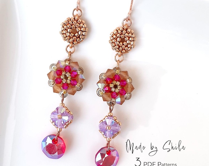 Beaded Bead PDF Tutorial • RAW CRAW Peyote Pattern • Seed Bead Jewelry • 3 Patterns